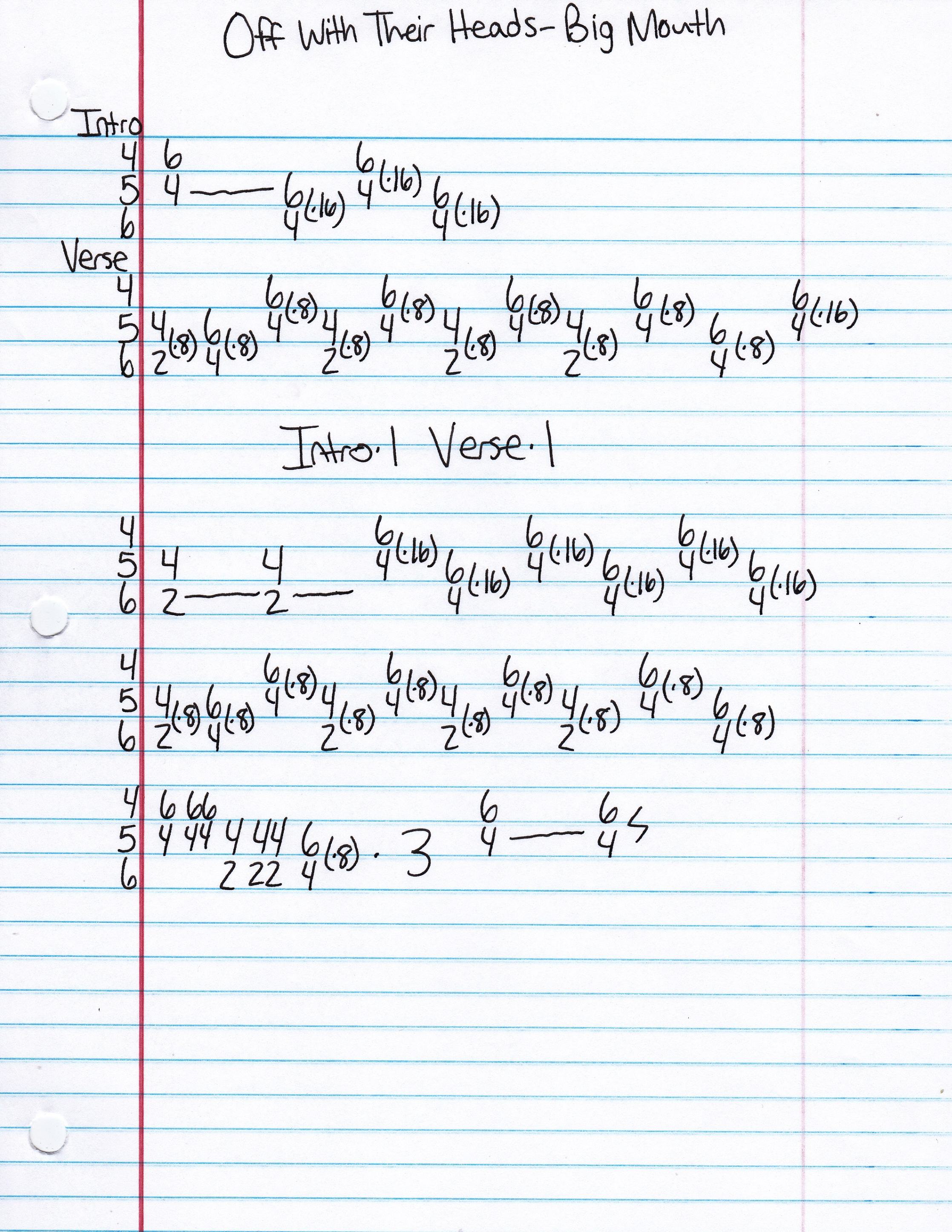 High quality guitar tab for Big Mouth by Off With Their Heads off of the album All Is Not Well. ***Complete and accurate guitar tab!***
